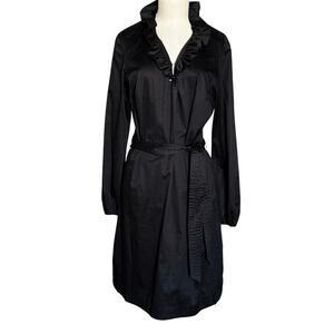 Elizabeth McKay Black Ruffle Collar Belted Dress Size 8